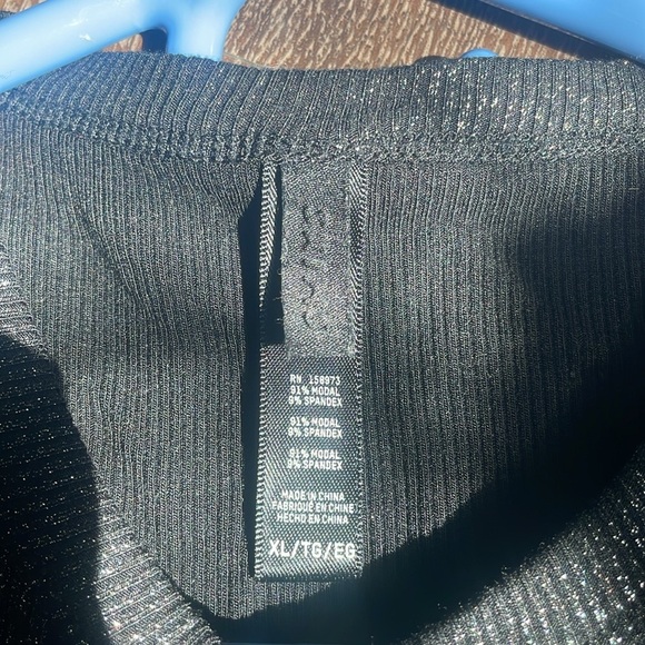 ✅SOLD✅🖤🪩Skims Onxy Shimmer Crew Neck Long Ribbed Long Sleeve Lounge Maxi Dress - Picture 8 of 11